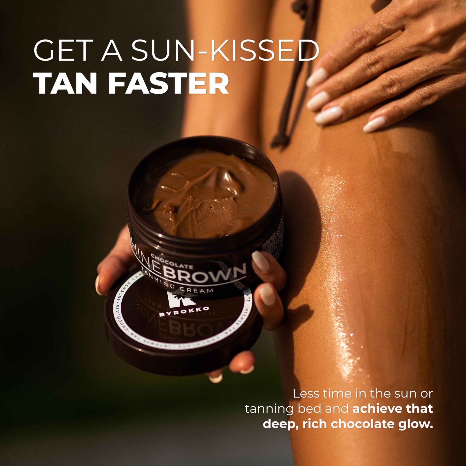 BYROKKO Shine Brown Chocolate Tan Accelerator Cream 6.8 Fl Oz, Outdoor Sun or Indoor Tanning Oil or Tanning Bed Lotion, Fast Bronzer with Premium Natural Ingredients for Deep, Long-Lasting Glow