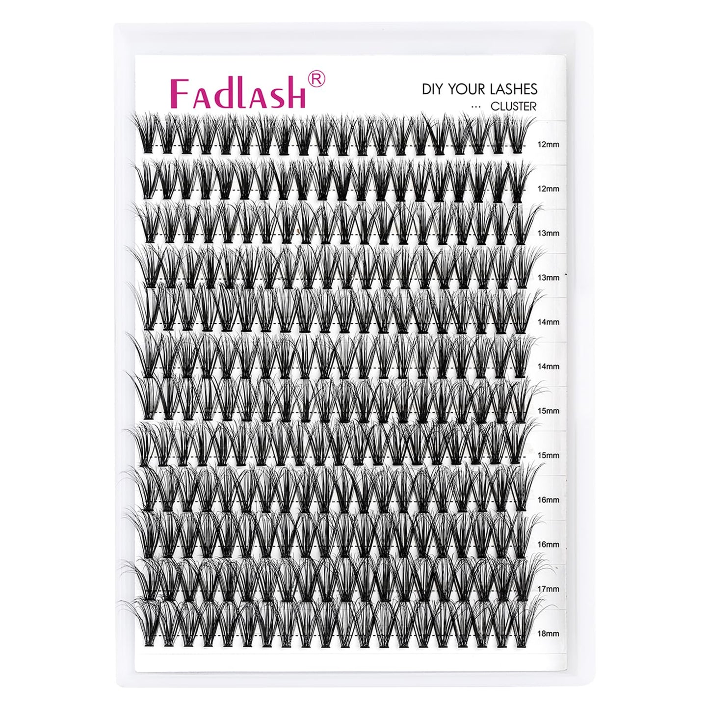 Lash Clusters 240pcs 30D 12-18mm Cluster Lashes Mixed Tray 3D Effect Volume Individual Lashes Cluster Eyelash Extensions Fluffy Soft D Curl DIY Lash Extension Kit at Home (30D-0.07-D,12-18mm)