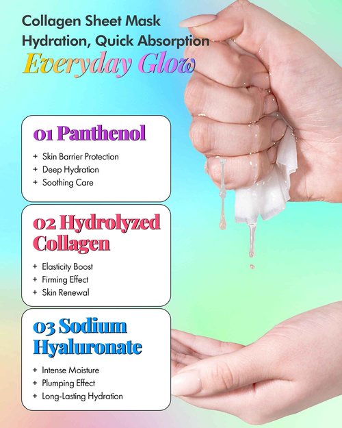 DERMAL 78 Combo Pack Collagen Essence Korean Face Mask - Hydrating & Soothing Facial Mask with Panthenol - Hypoallergenic Self Care Sheet Mask for All Skin Types - Natural Home Spa Treatment Masks