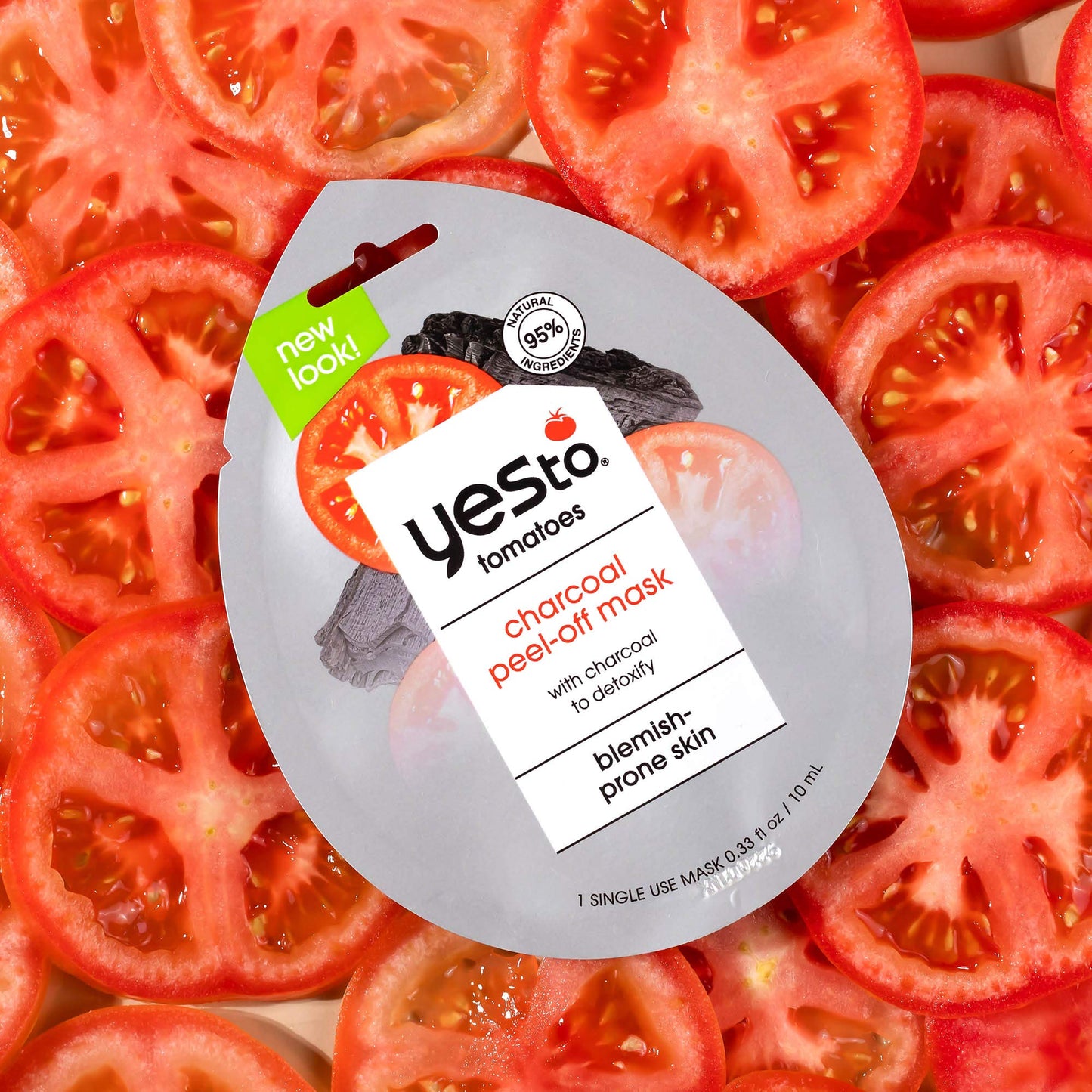 Yes To Tomatoes Charcoal Peel-Off Mask, Exfoliating Formula To Retain & Restore Skins Balance, Peel Away Impurities, With Charcoal & Antioxidants, Natural, Vegan & Cruelty Free, 3 Pack 0.33 Ounce