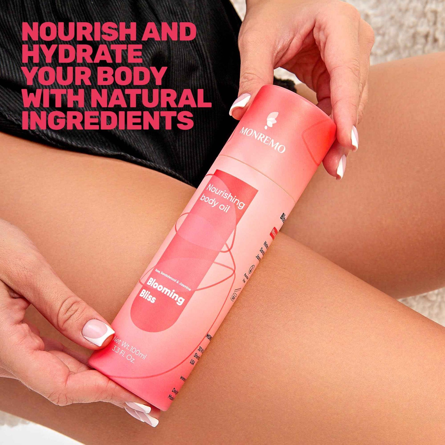 MONREMO Nourishing Body Oil | Hydrating Squalane, Sweet Almond, Rose, Sandalwood & Jasmine Extracts, Apricot Kernel, Safflower & Castor Oils, Fast-Absorbing Moisturizer for Dry Skin, After Shower Care