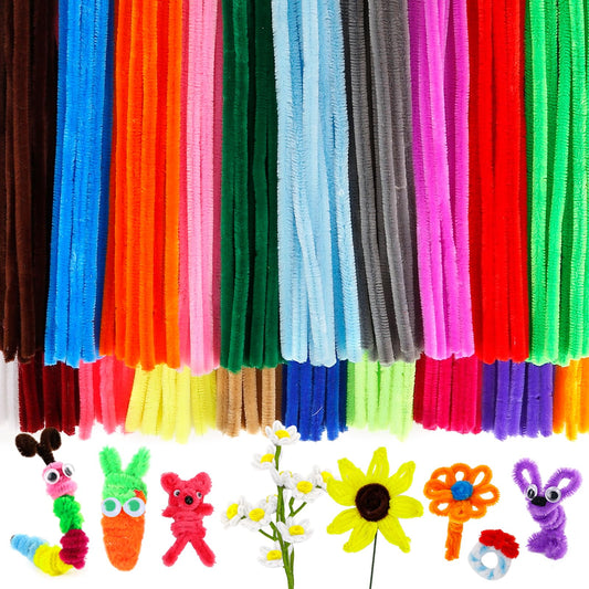 Caydo 200 Pieces Extra Thick Pipe Cleaners Craft Supplies 20 Colors Chenille Stems for Kids Craft Projects and Decoration (9 mm x 12 Inch)