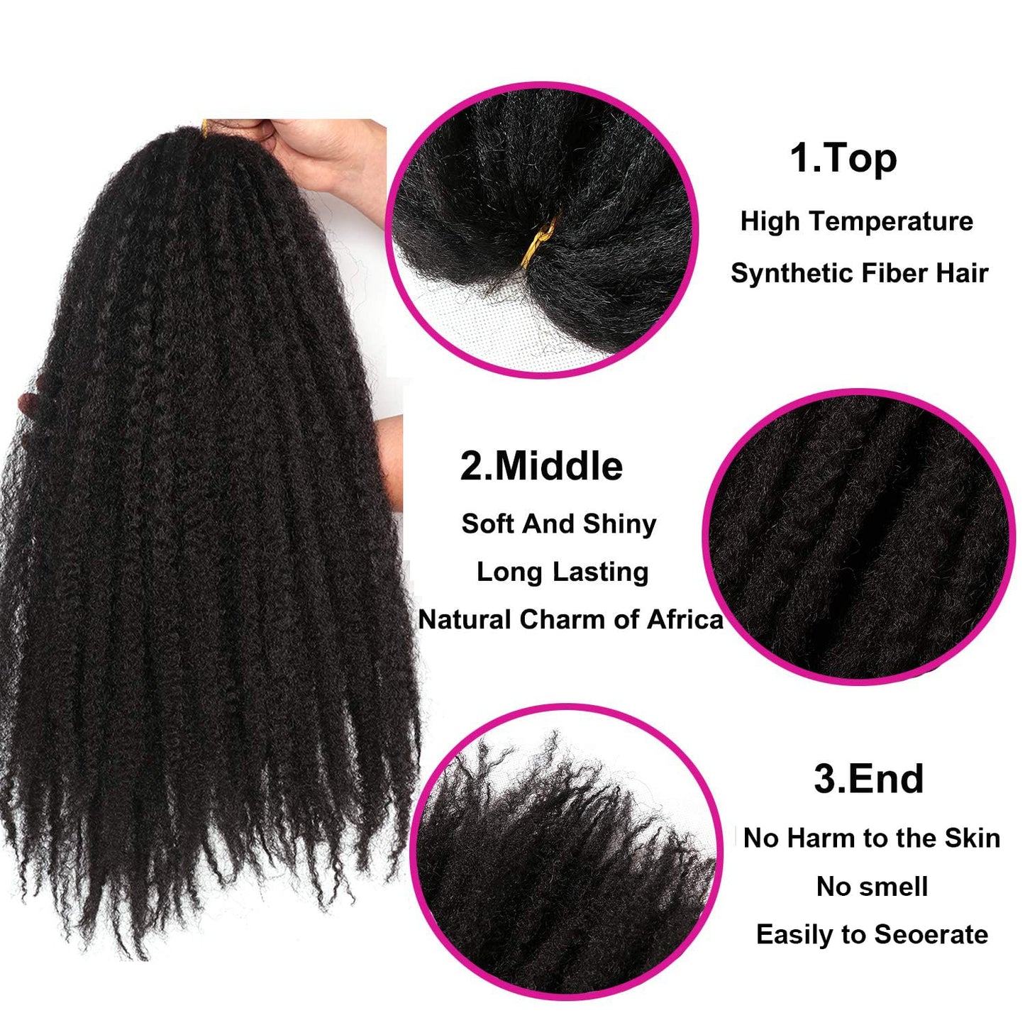 Outernice 18 Inch Marley Twist Hair For Twists Cuabn Twist Hair Marley Braiding Hair 6 Packs Afro Kinky Curly Crochet Hair Marley Hair For Faux Locs Crochet Hair,18 Inch (Pack of 6)