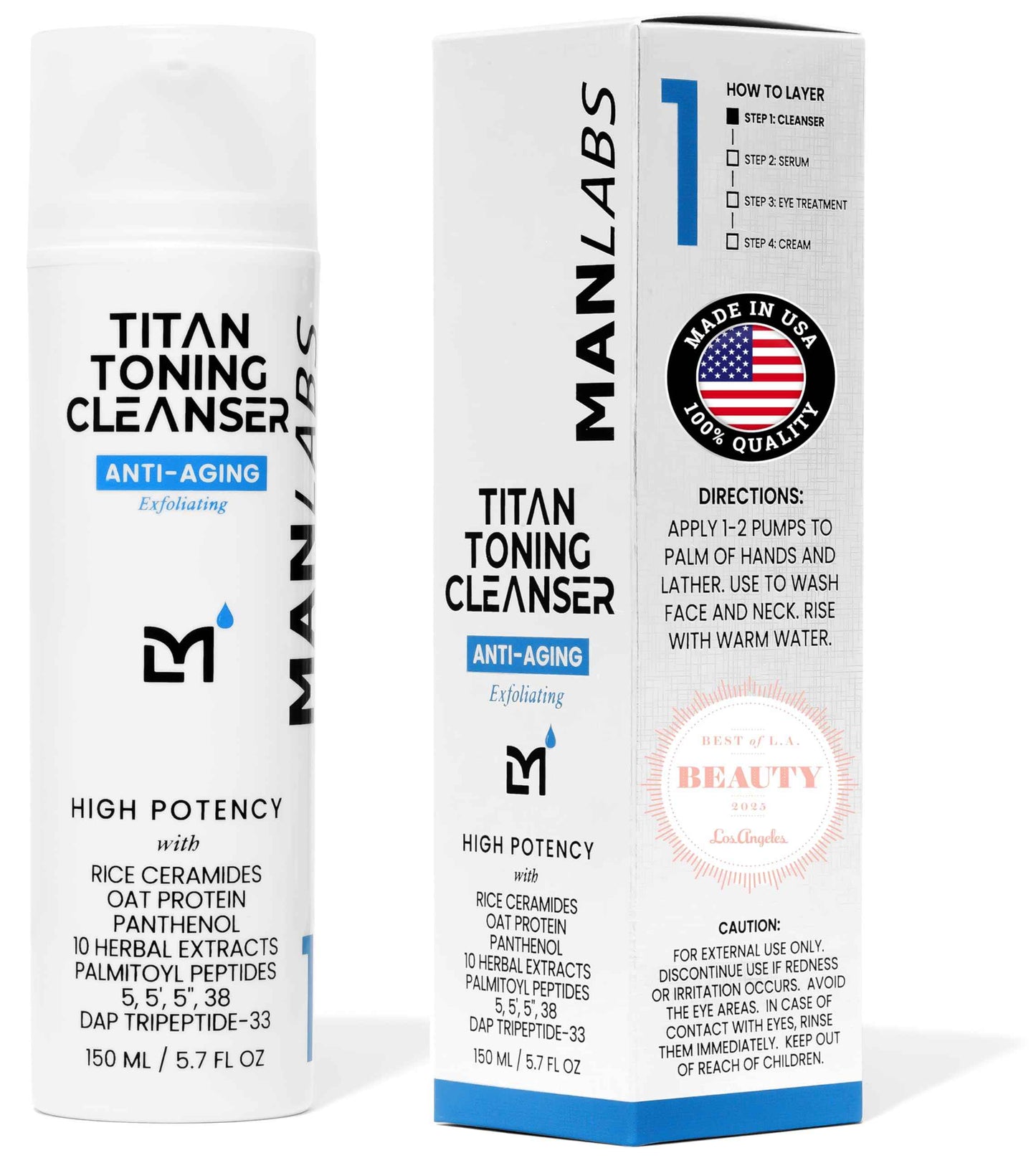 Man Labs Titan Anti-Aging Mens Face Wash – For Men, Cleanse, Hydrate, Revitalize – Gentle Exfoliating Face Cleanser – Men, Skin Care – Herbal Extracts, Ceramides, Peptides, All Skin Types – Unscented