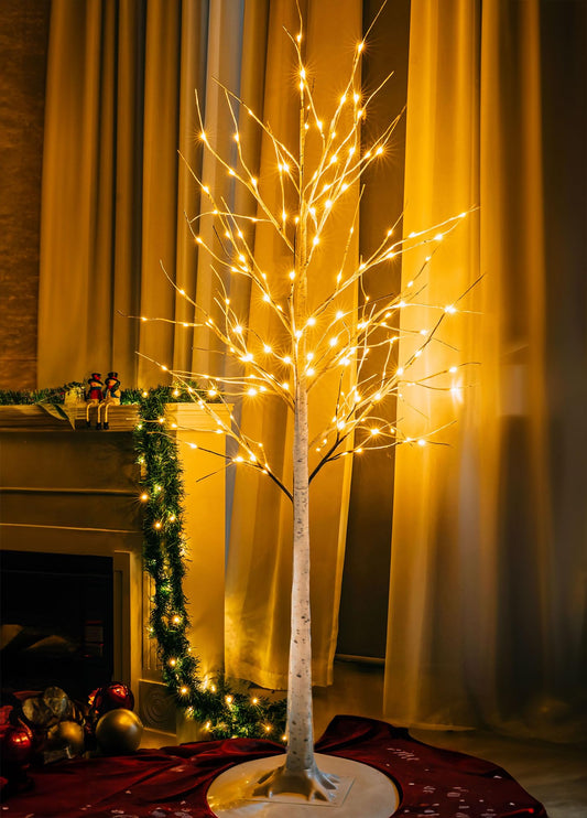 Dazzle Bright Lighted Tree, 6 Ft Birch Tree with Fairy Lights for Decoration Inside Outside, Birch Tree with 144 LED Lights for Christmas Holiday Wedding Home Room Decor, 1 Pack