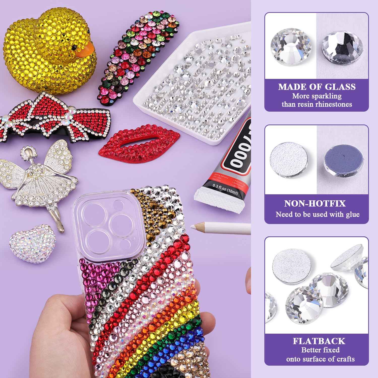 2000PCS SS20/5mm Crystal Rhinestones (Clear), Bedazzling Flatback Glass Rhinestones for Crafting Decor, Gems Diomand Charms for Tumbler Shoes Clothing Mugs Nail Art