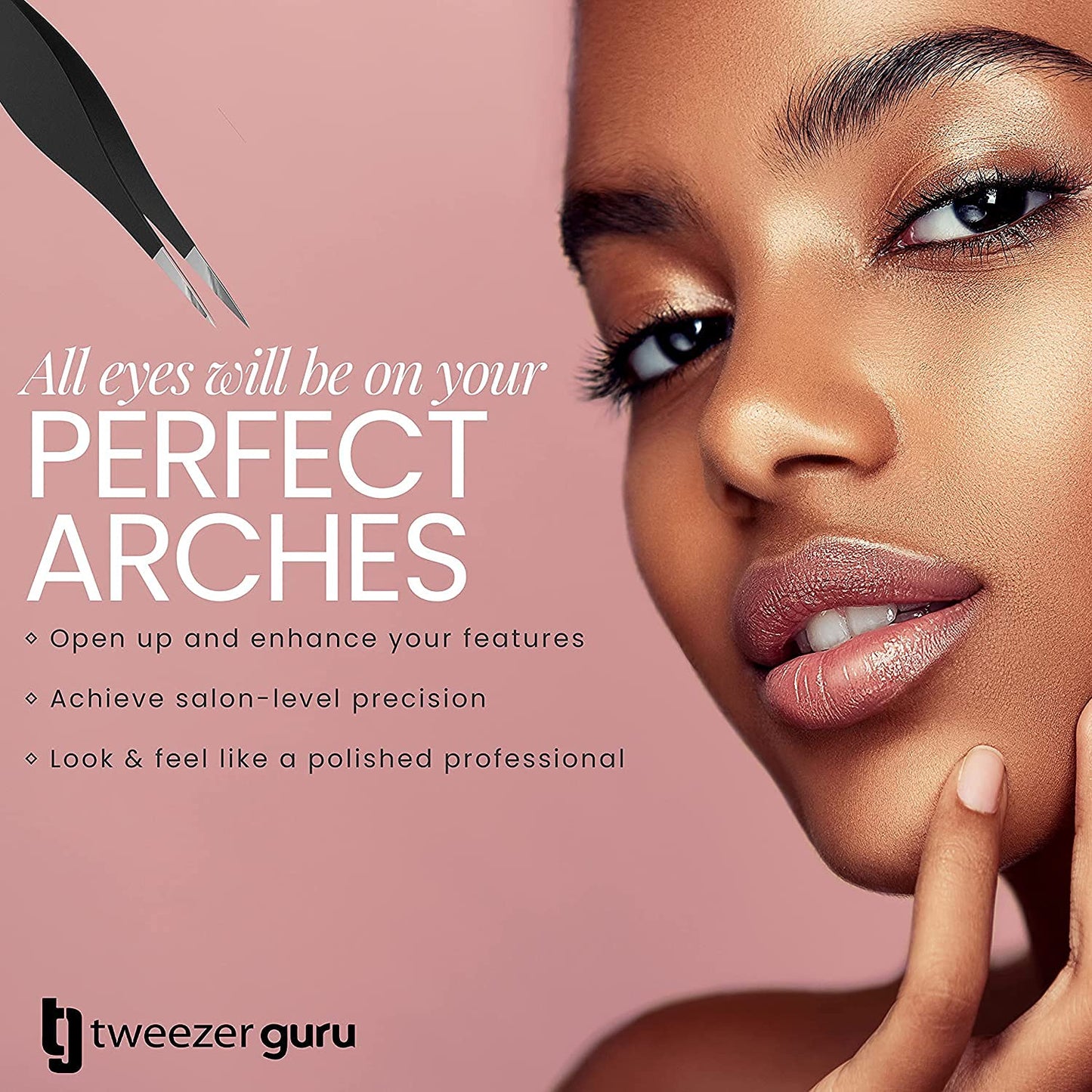 Tweezer Guru Pointed Tweezers - Sharp Precision Needle Nose Tip, Best Tweezers for Eyebrows and Ingrown Hair, Surgical Pointed for Blackheads & Splinters (Classic Pink & Black)