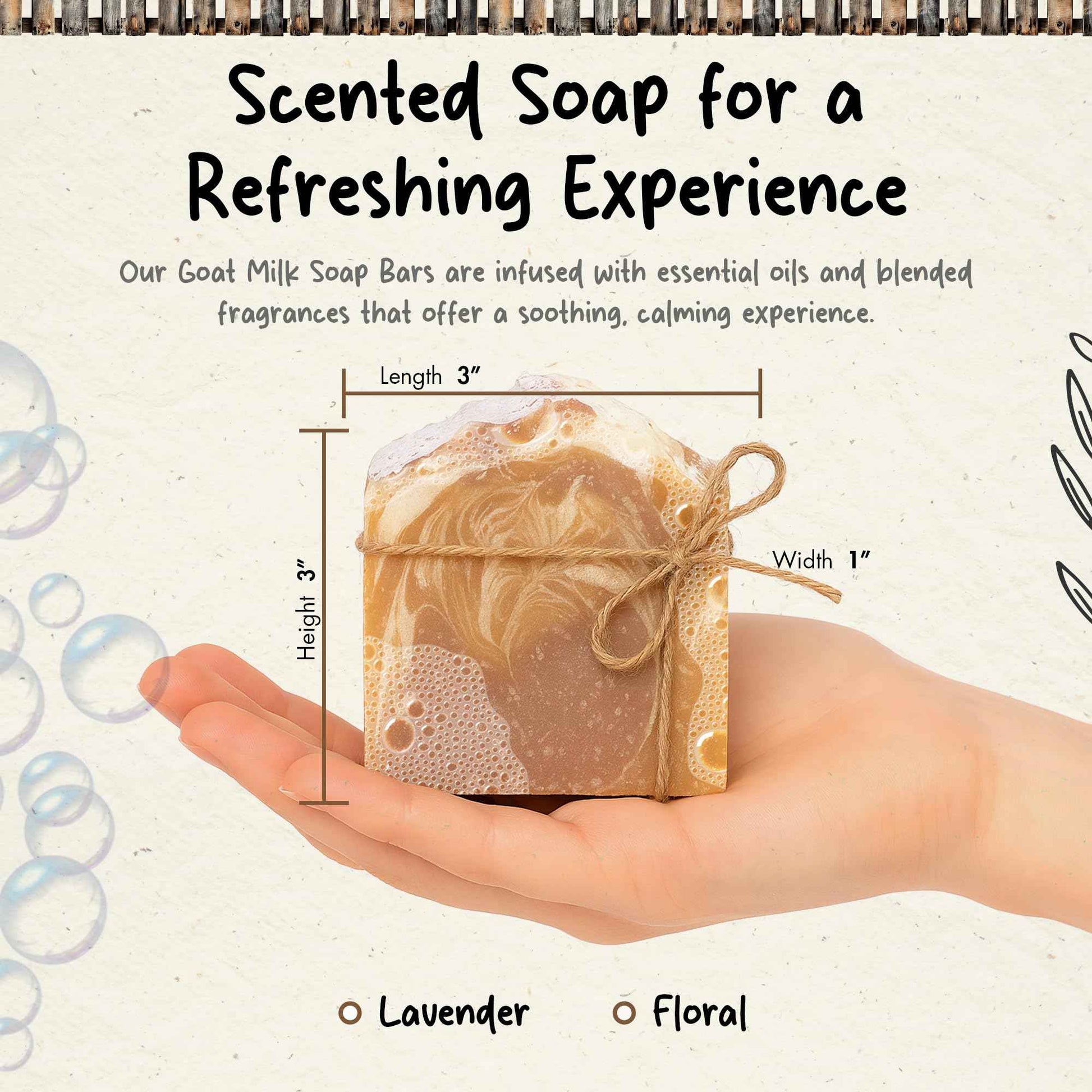 HushHush Farm Goat Milk Soap Bar for Face & Body | Lavender Soap with Essential Oils & Fragrance Oils | Moisturizing Vitamin-Rich Skincare – Lavender 3 Pack