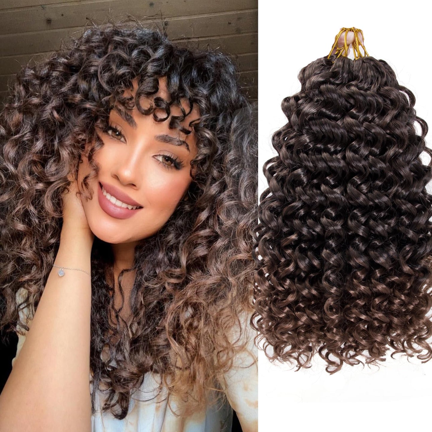 YXCHERISHAIR 8 Packs Curly Crochet Hair 14inch GoGo Curl Crochet hair for Women Deep Wave Braiding hair,Synthetic Bohemian Crochet Braid Water Wave Crochet hair Extensions(1B/30, 14inch)