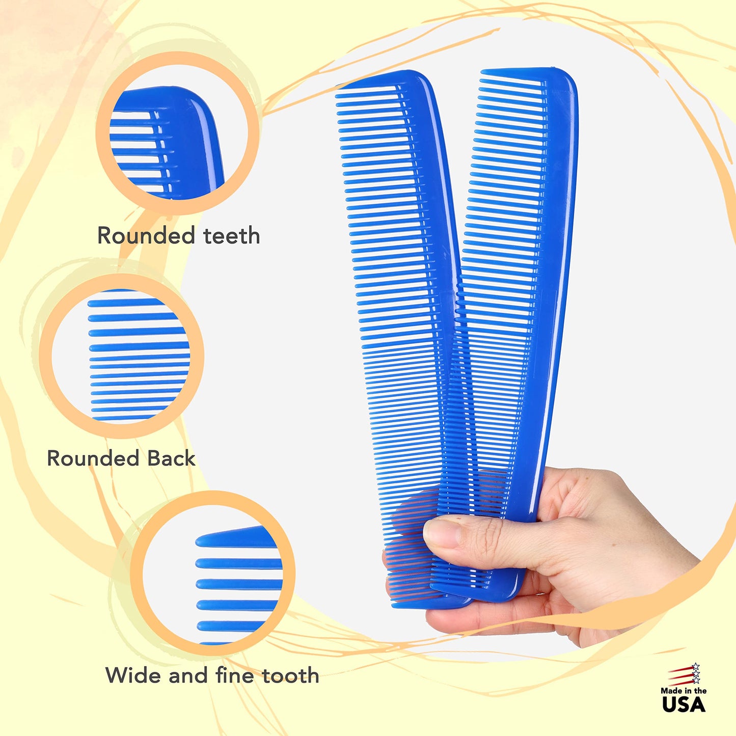 Styling Gear #303 Wide Tooth Comb Hair Detangling Comb Styling For Women, Men, Hair Stylists, Hair Comb, Wide Teeth Combs Fine Tooth Clipper Combs. 1 Piece (Royal Blue)