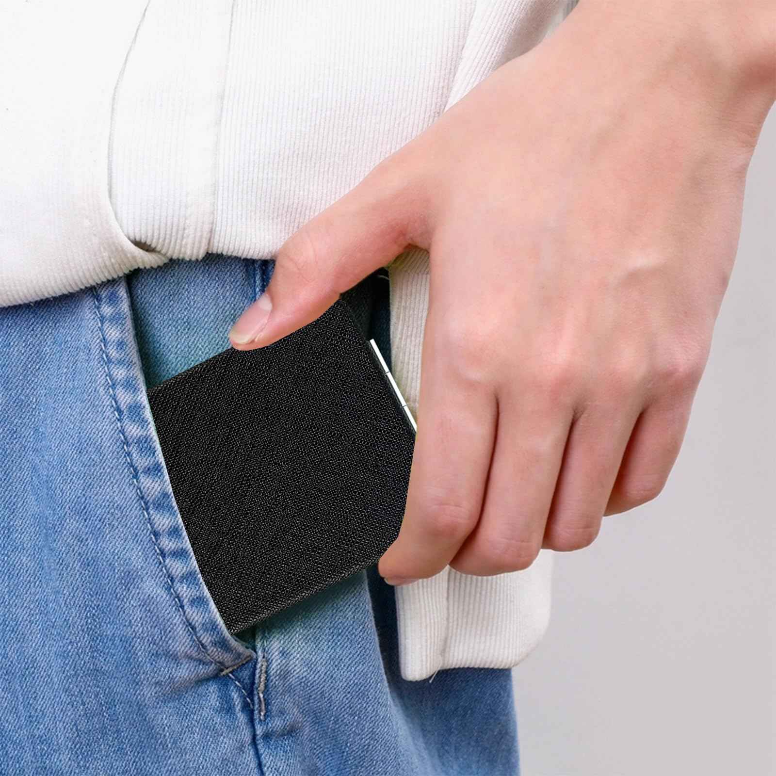 YOLCAR Portable Beauty Mirror with Leather Cover, 1X/2X Two-Sided Makeup Small Pocket Mirror, Portable for Travel and Purses - Black