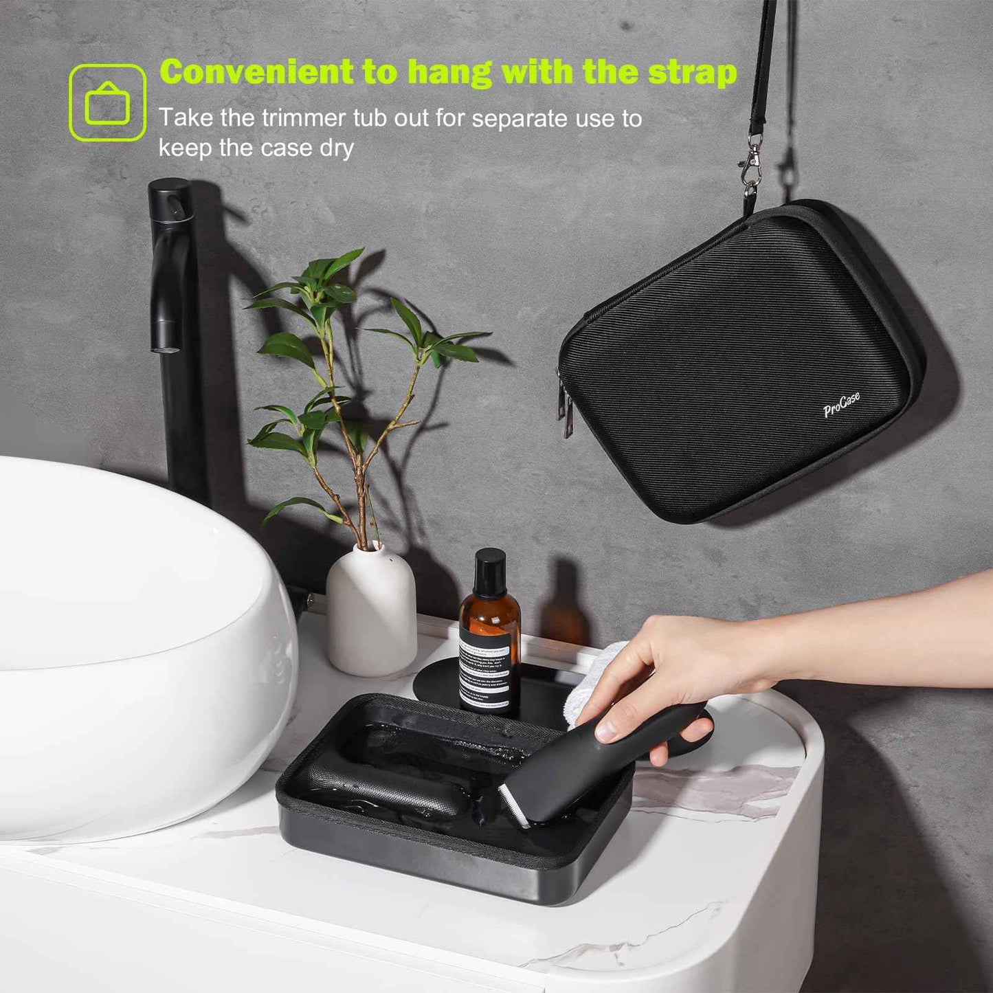 ProCase Hard Case for Meridian Trimmer and Shaver, Electric Groin Body Pubic Hair Trimmer Organizer, Travel Carrying Bag for Electric Razor and Accessories, With Removable tray -Black (Case Only)