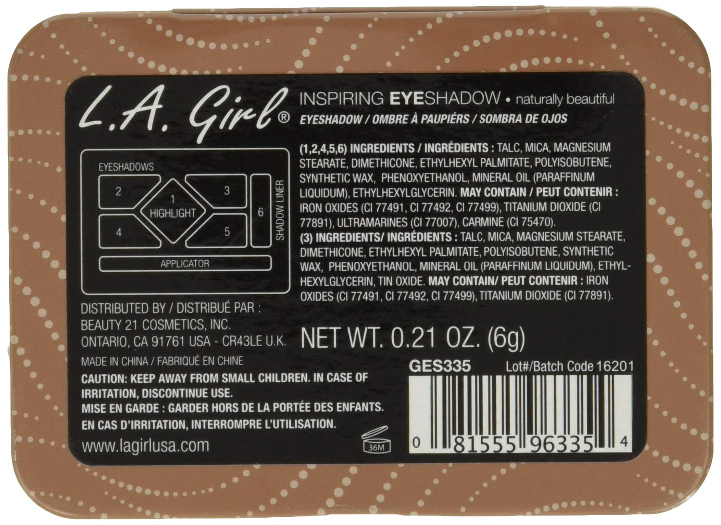 L.A. Girl Inspiring Eyeshadow Palette, Naturally Beautiful, 0.21 oz,GES335 (Pack of 2)