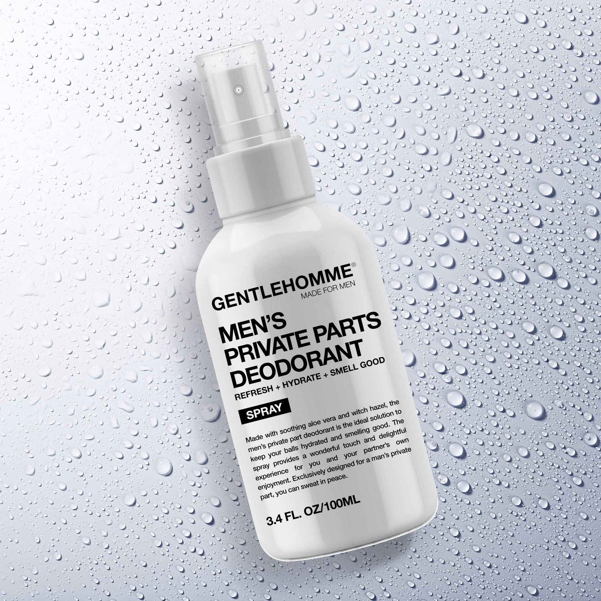 Men's Deodorant Spray for Intimate Areas - Anti-Chafing, Hydrating & Refreshing - with Aloe Vera & Witch Hazel - All Skin Types - Vegan - Amber Scent - 4oz