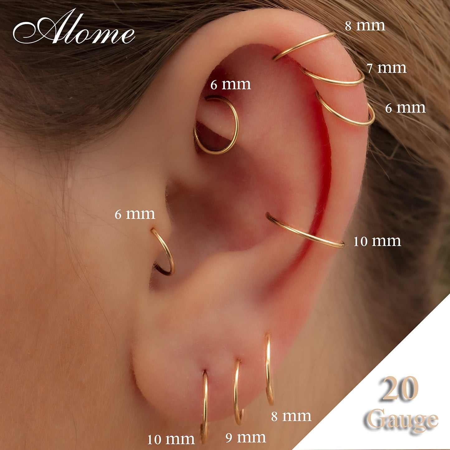 5mm Gold Cartilage Nose Helix Tragus Mini Huggie Hoop Earrings in 14k Gold-filled Snug Gold Nose Ring (Gold, 5mm 20 gauge / 1 pair)