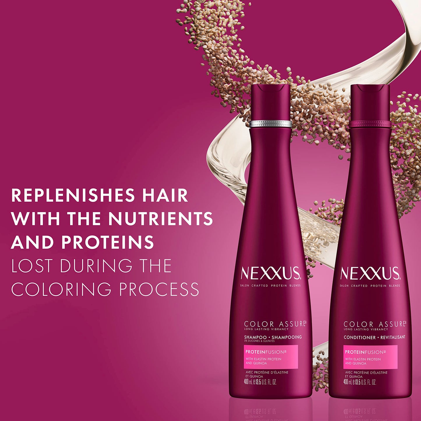 Nexxus Color Assure Shampoo for Color Treated Hair ProteinFusion Sulfate Free, 0% Silicone, 13.5 Fl Oz (Pack of 2)