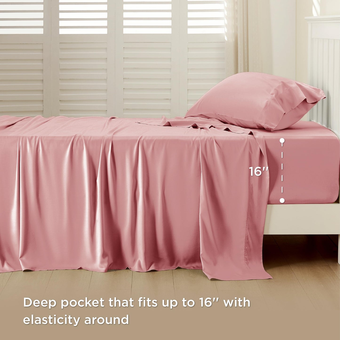 Bedsure Twin Sheets Set, Cooling Sheets Twin Size Bed Set, Rayon Derived from Bamboo, Twin Size Sheets, Breathable & Soft Bed Sheets, Hotel Luxury Silky Bedding Sheets & Pillowcases, Blush Pink