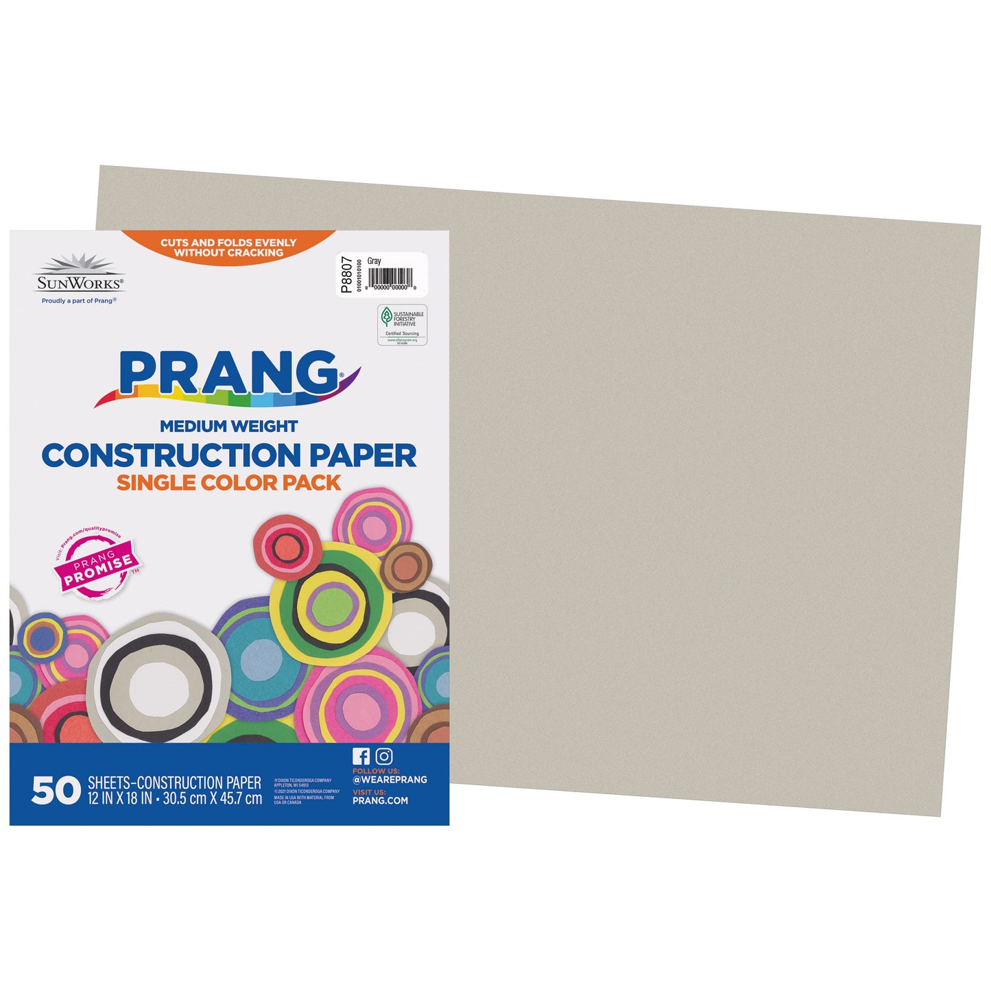 Prang (Formerly SunWorks) Construction Paper, Gray, 12" x 18", 50 Sheets