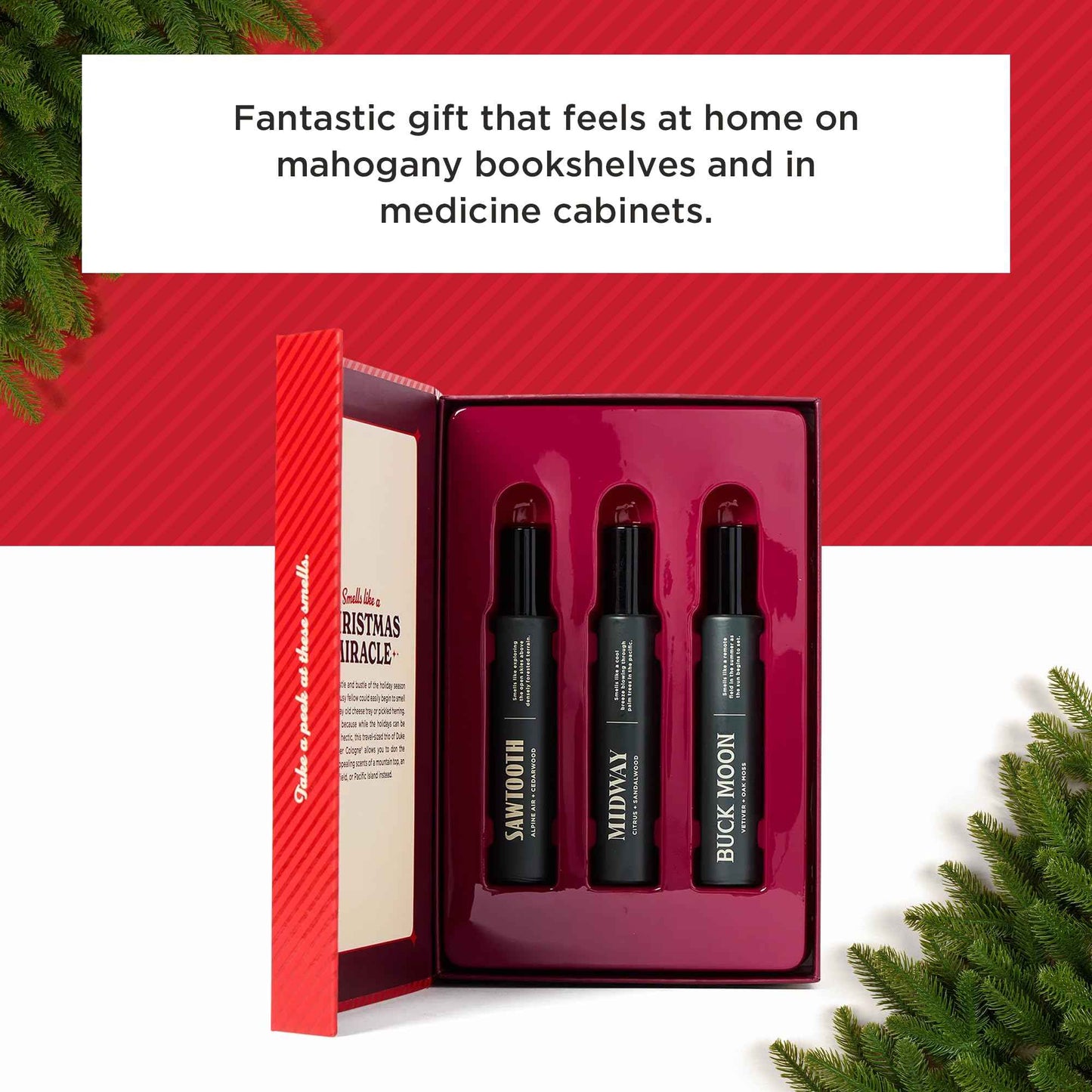 Duke Cannon Merry Little Sniffmas Giftset - travel-sized trio of Duke Cannon Proper Cologne® - Holiday Cologne Gift Set - eau de parfum - Sawtooth, Buck Moon, Midway