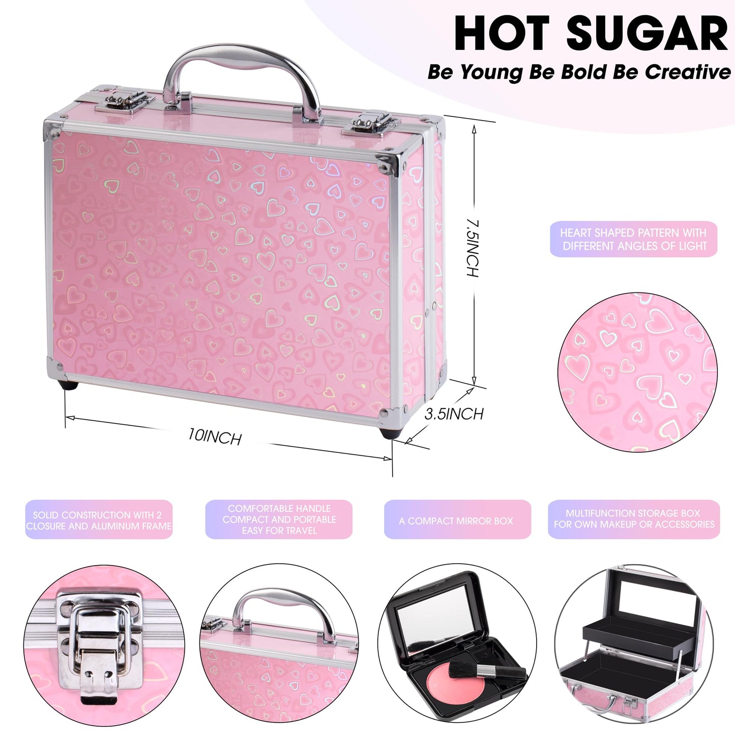 Hot Sugar Ultimate All-in-One Makeup Kit for Teen Girls, Basic Makeup Gift Set for Women - Create Stunning Looks with 52 Shades and Accessories (Pink Love)