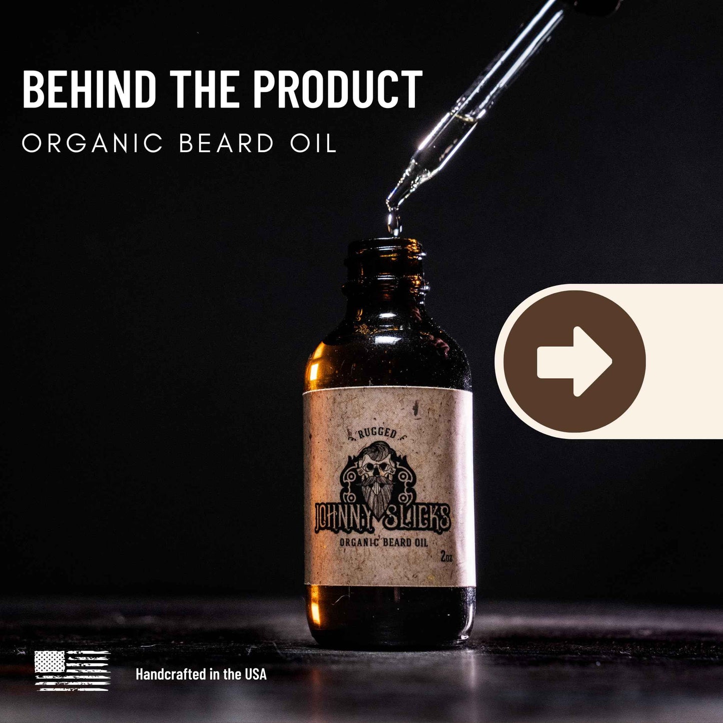 Johnny Slicks Organic Beard Oil | Moisturizes, Reduces Dry Skin & Itch | US Made, Veteran Owned (Chemical-free w/Tea Tree, Jojoba, Coconut & Argan), Original