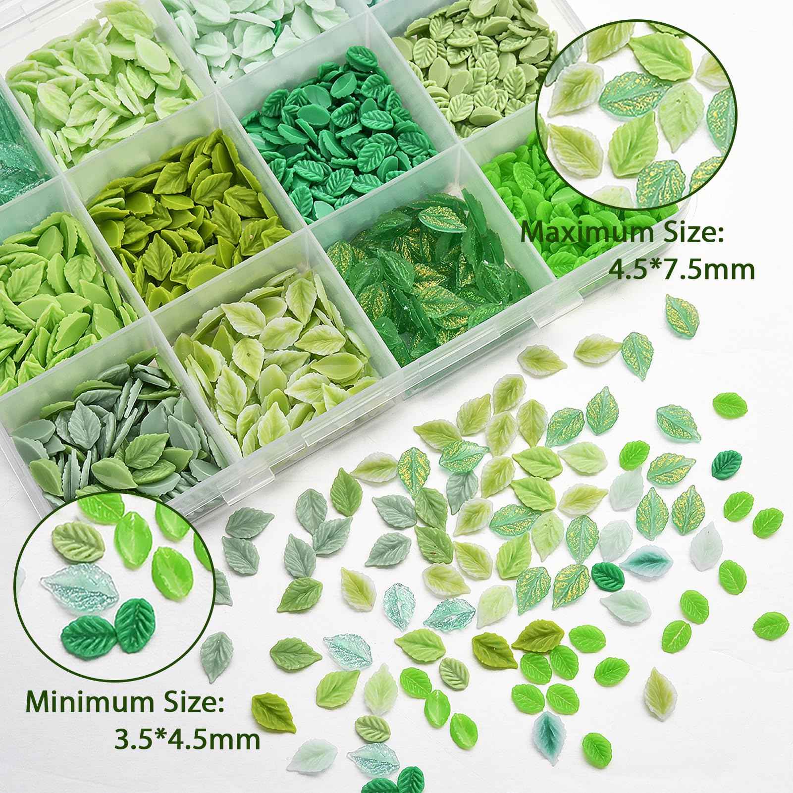 ZUMILLMN Leaf Nail Charm, 3D Nail Charms Bulk, 12 Styles Green Leaves Charms for Nails, Y2K Charms for Nails Design for Women Girl DIY Jewelry Cellphone Crafts
