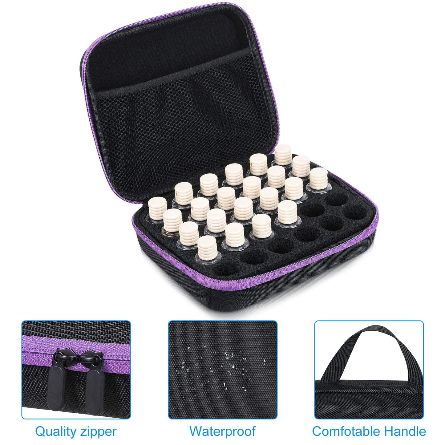 4 Pcs Essential Oils Storage Bag, 30 Bottles EVA Essential Oils Carrying Case Essential Oil Organizer Boxes Carrying Travel Case with Foam Insert and Carrying Handle Holds 5-15 ml Essential Oils