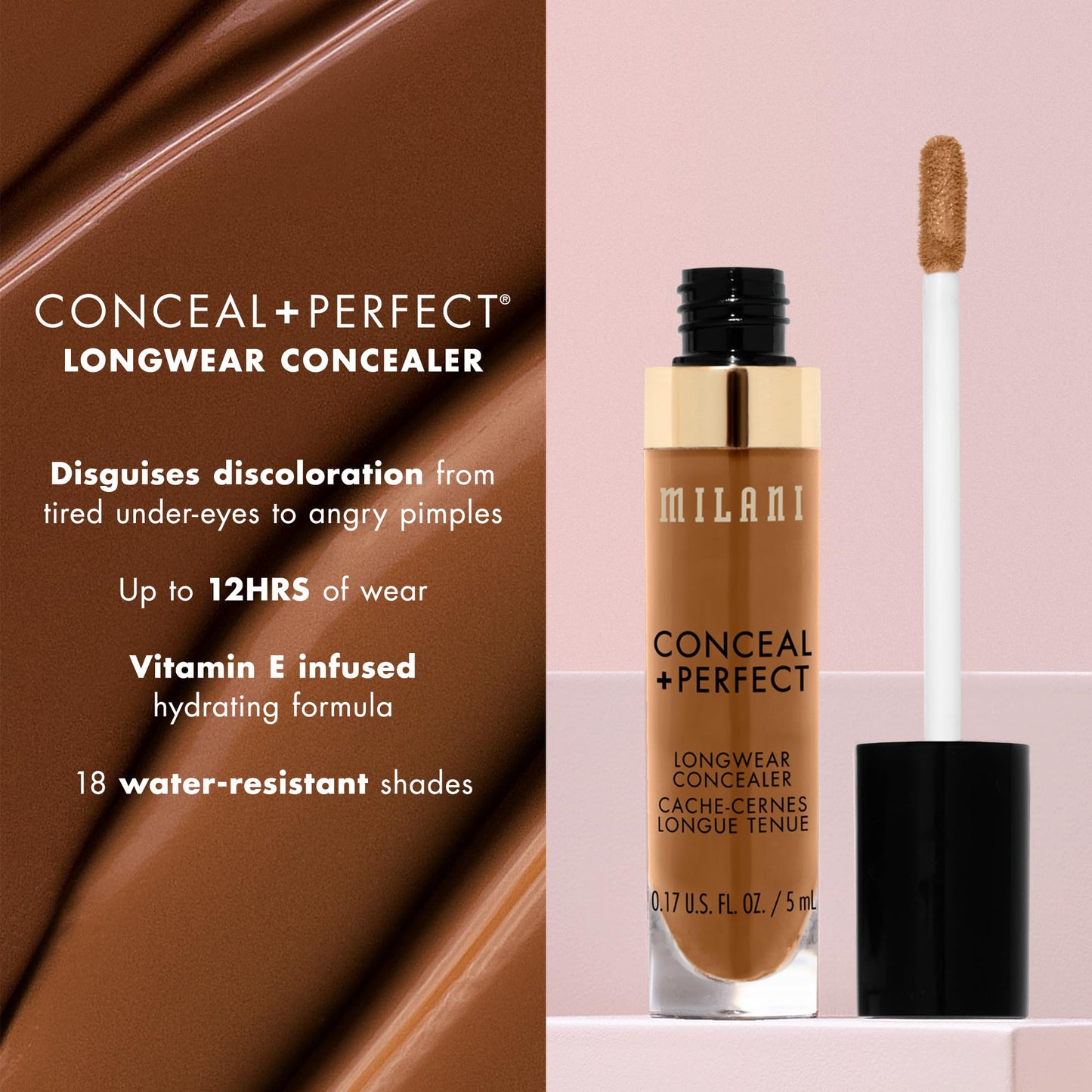 Milani Conceal + Perfect Longwear Concealer - Ivory Rose (0.17 Fl. Oz.) Vegan, Cruelty-Free Liquid Concealer - Cover Dark Circles, Blemishes & Skin Imperfections for Long-Lasting Wear