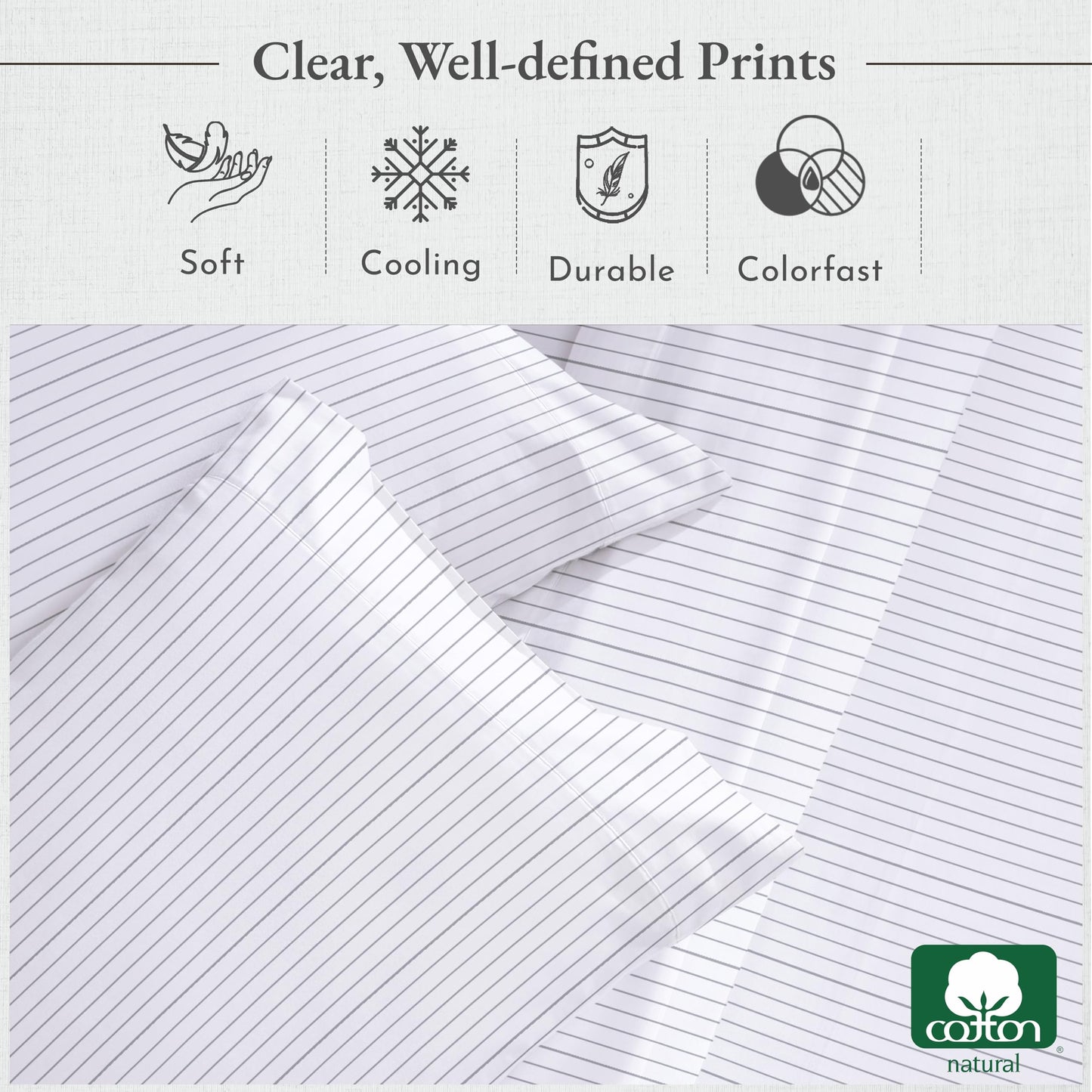 California Design Den Pinstripe Twin Sheets Softest 100% Cotton Sheets Set, Luxury 400 Thread Count Sateen, 3 Piece Deep Pocket Printed Striped Pattern (Pinstriped)