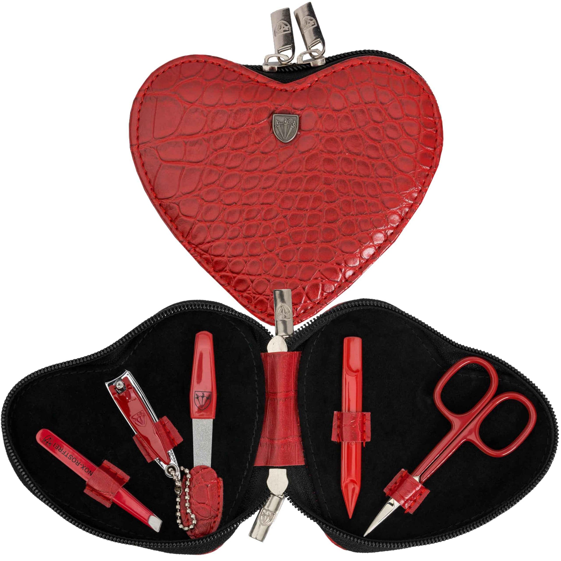 3 Swords Germany - brand quality 5 piece manicure pedicure grooming kit set for professional finger & toe nail care tweezers file clipper fashion leather case in gift box, Made by 3 Swords (17719)