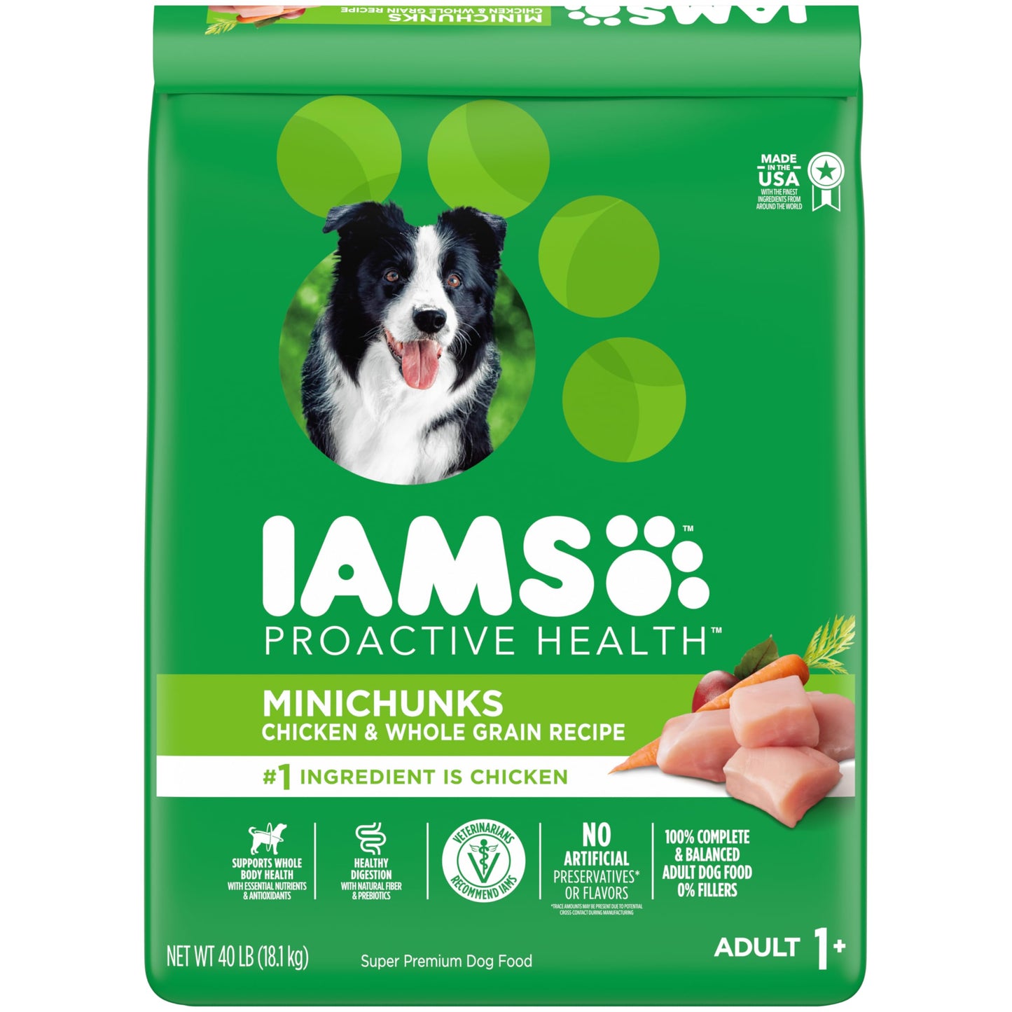 IAMS Proactive Health Minichunks Adult Dry Dog Food with Real Chicken and Whole Grains, 40 lb. Bag