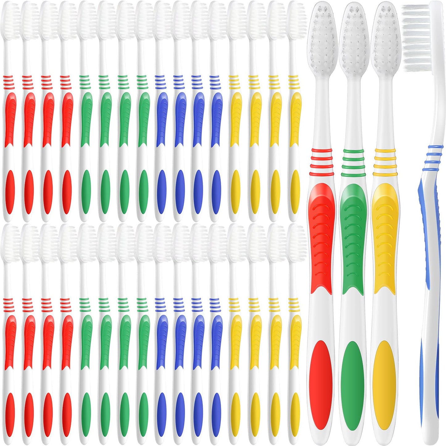 Honeydak 200 Packs Bulk Toothbrushes Individually Wrapped Manual Disposable Travel Toothbrush Set Made with a Medium Soft Large Brush Head Multiple Colors