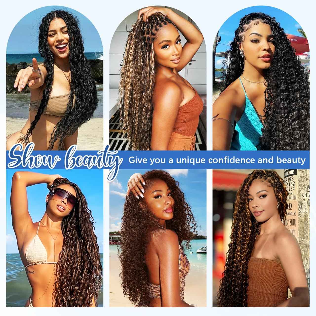 Human Braiding Hair for Boho Braids Human Hair 120g 16Inch Curly Boho Hair for Braiding Knotless 12A Deep Water Wave Bulk Hair Bohemian Braids No Weft 3 Bundles/Pack Chocolate Brown