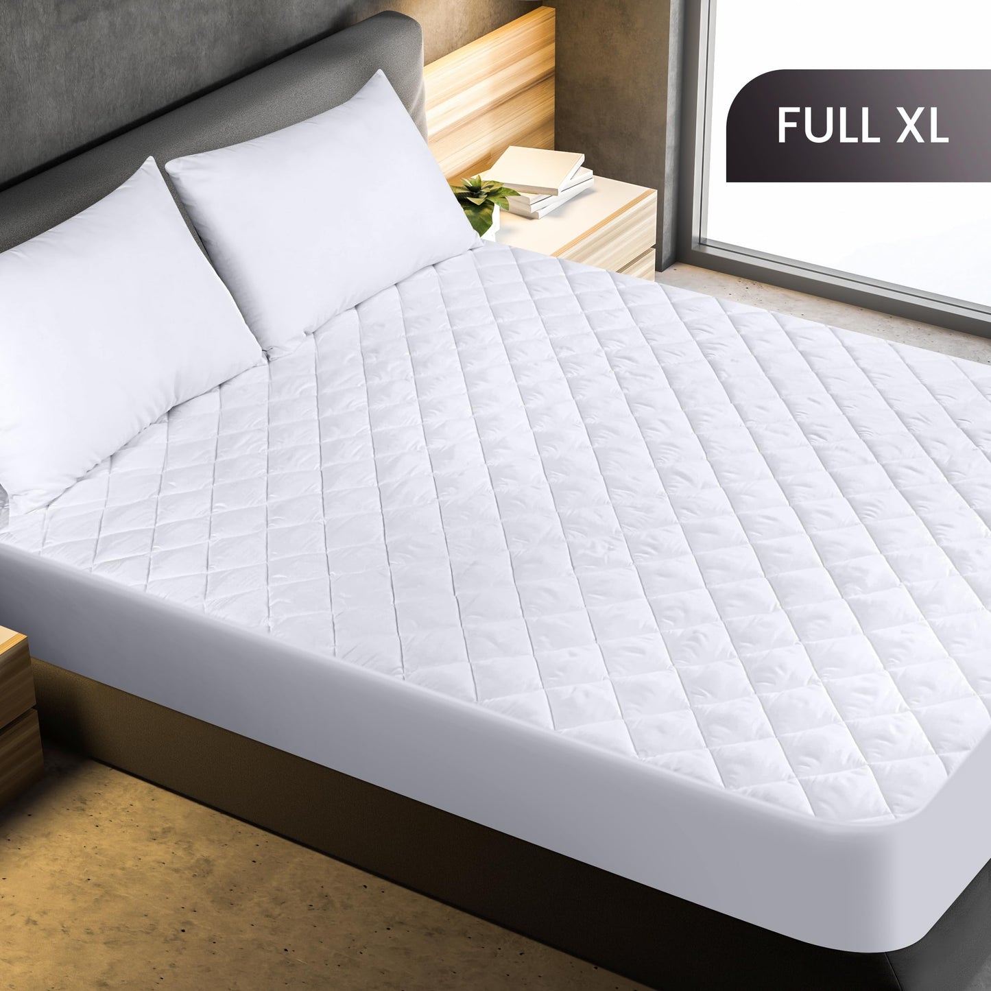 Utopia Bedding Quilted Fitted Full XL Mattress Pad - Elastic Fitted Mattress Protector - Mattress Cover Stretches up to 16 Inches Deep - Machine Washable Mattress Topper