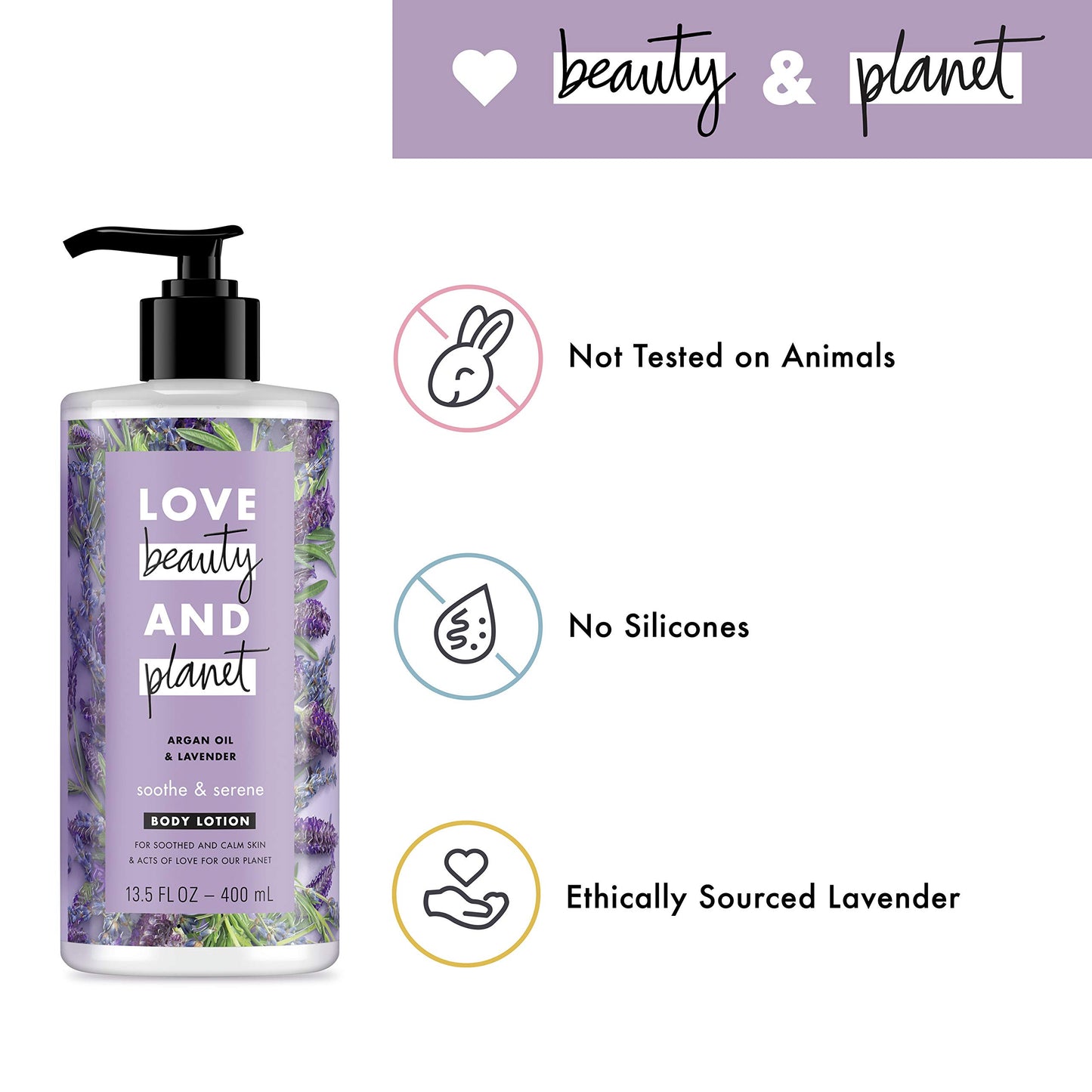 Love Beauty And Planet Body Lotion Argan Oil and Lavender, 13.5 Ounce (Pack of 3)