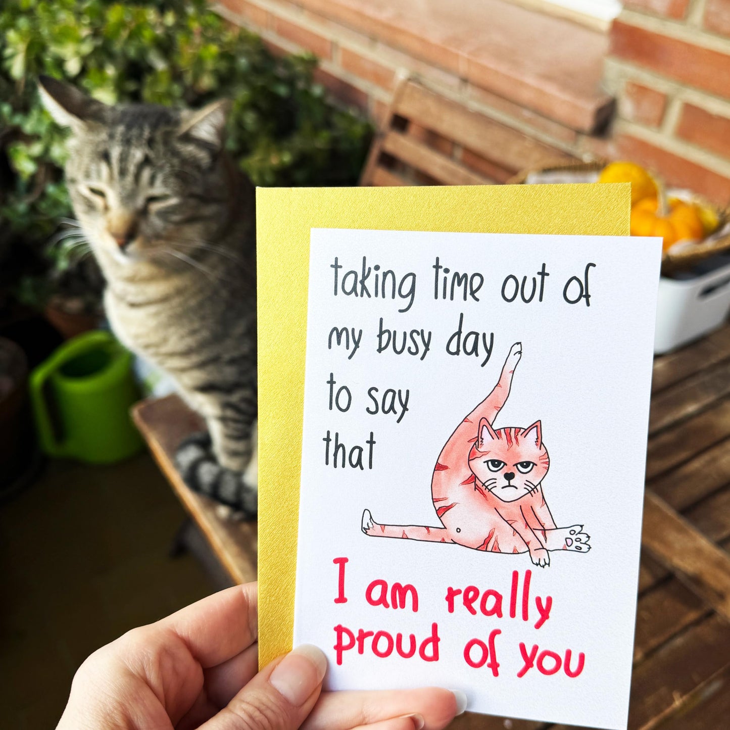 I Am Really Proud of You Card w. Ginger Cat, Funny Handmade Congratulations Card, New Job, Work Promotion, Retirement, Graduation Congrats to Graduate, Coworker, Colleague, Boss, Friend, Son, Daughter