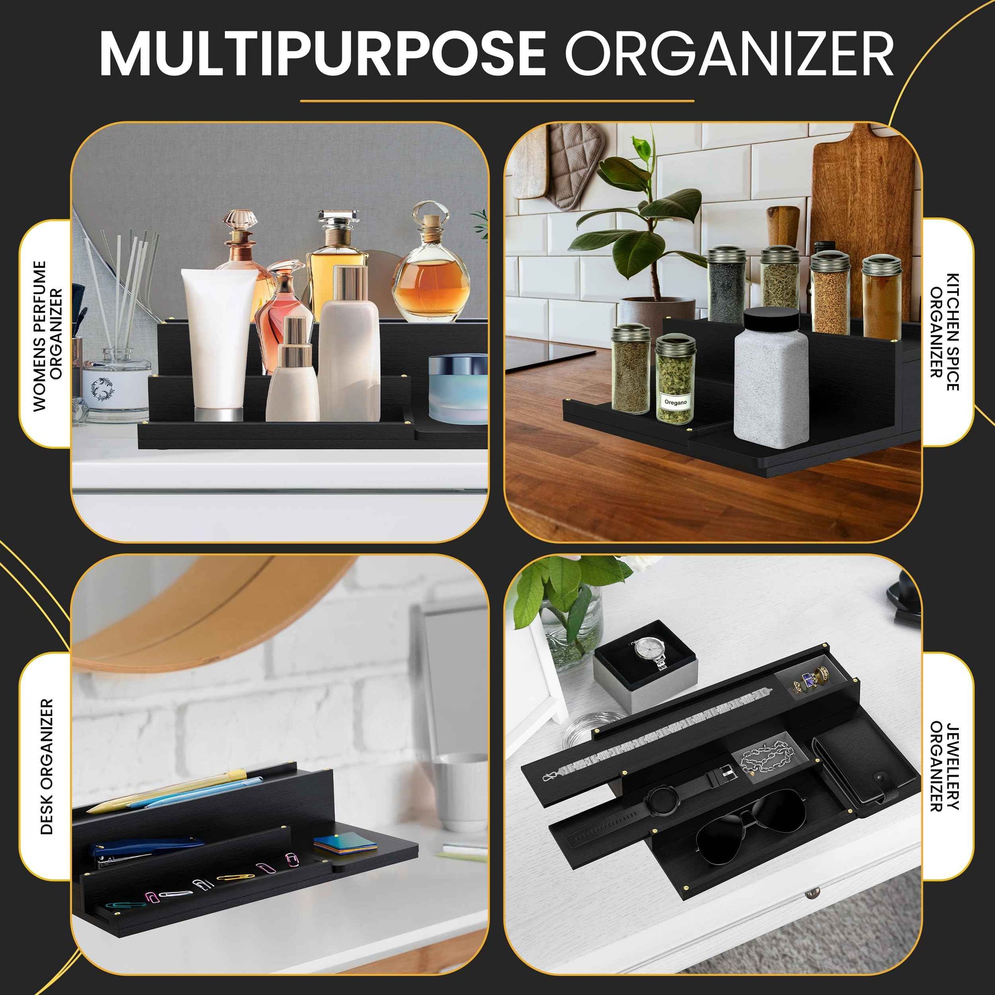 Cologne Organizer for Men - 3-Tier Solid Wood Cologne Stand with Hidden Compartments, Multi-Purpose Perfume Organizer and Display Shelf for Organizing Accessories, Ideal Gift for Men