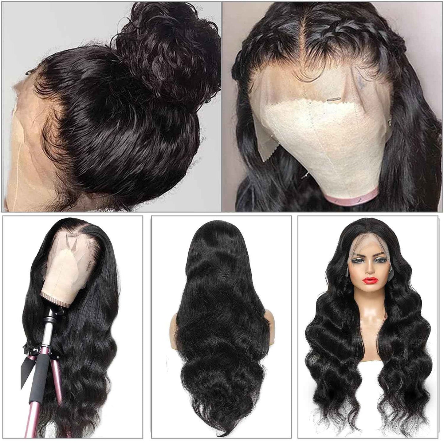 SIFULAN 13x4 Body Wave Lace Front Wig Human Hair 180% Density HD Transparent Lace Front Wig Pre Plucked Body Wave Frontal Wigs Human Hair for Black Women 16 inch Glueless Wig Natural Color