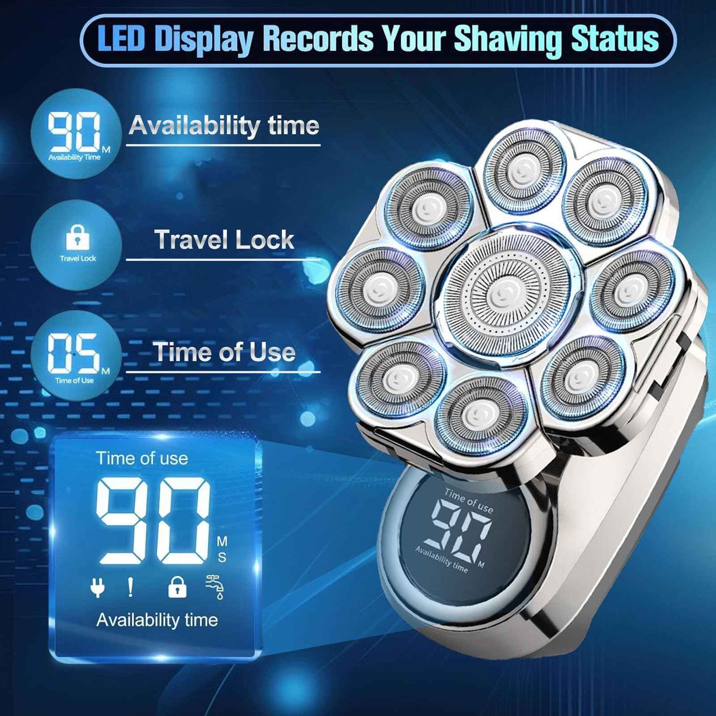 9.0 Shaver, 9d Floating Blade Heads, 9d Floating Head Shaver - Ipx7 Waterproof,USB Fast Charge,Gift for Dad and Husband
