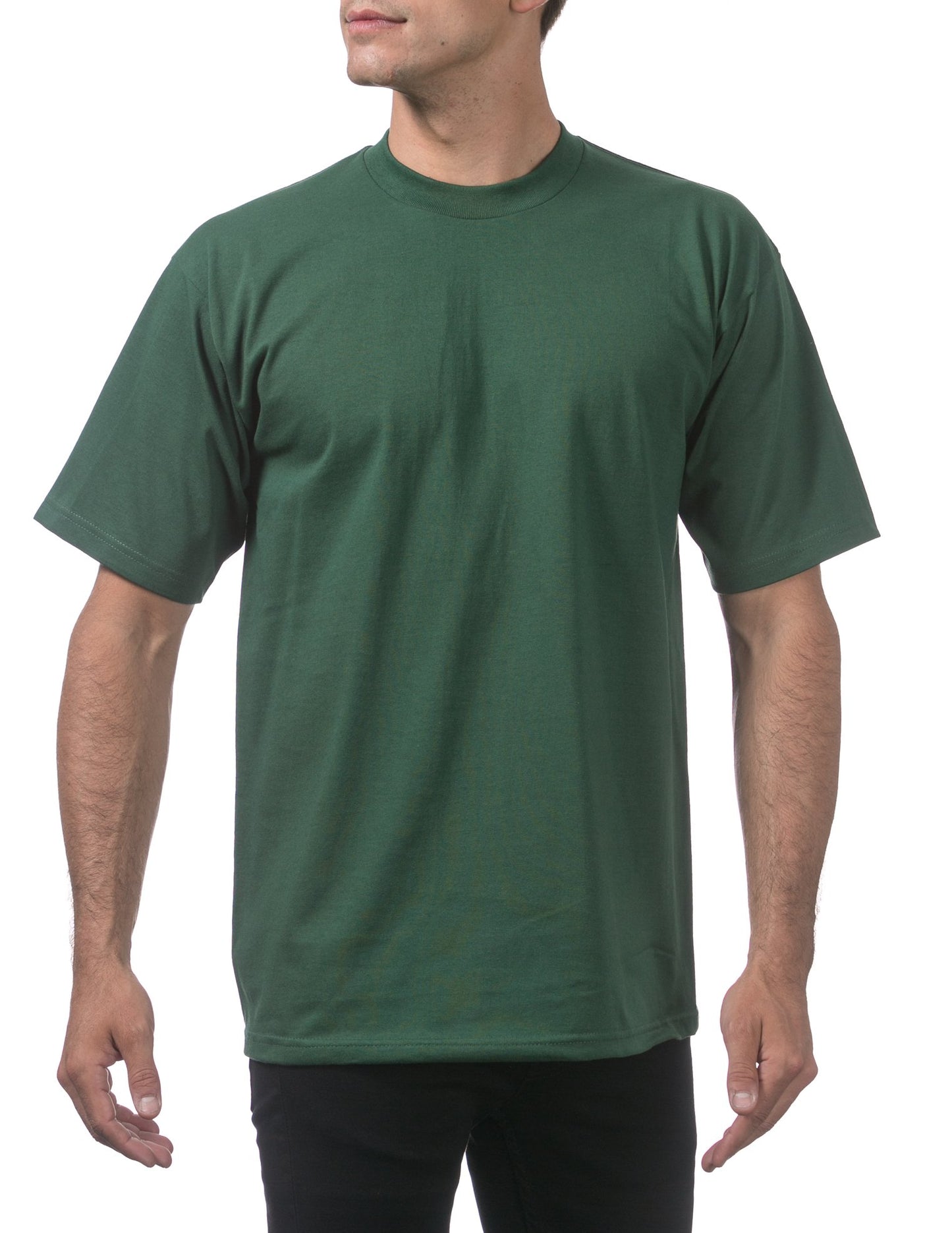 Pro Club Men's Heavyweight Cotton Short Sleeve Crew Neck T-Shirt, Forest Green, Small