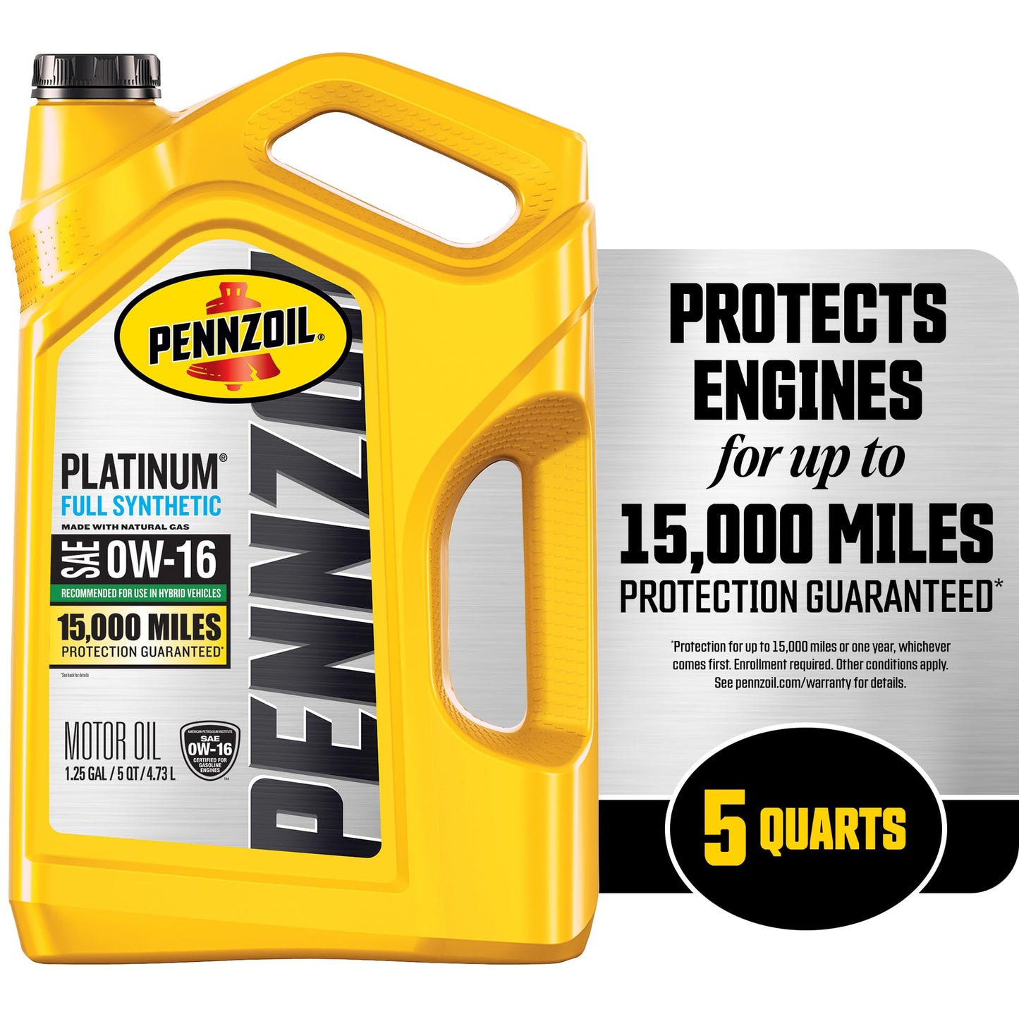 Pennzoil Platinum Full Synthetic 0W-16 Gasoline Engine Oil, 5 Quart (Case of 3)