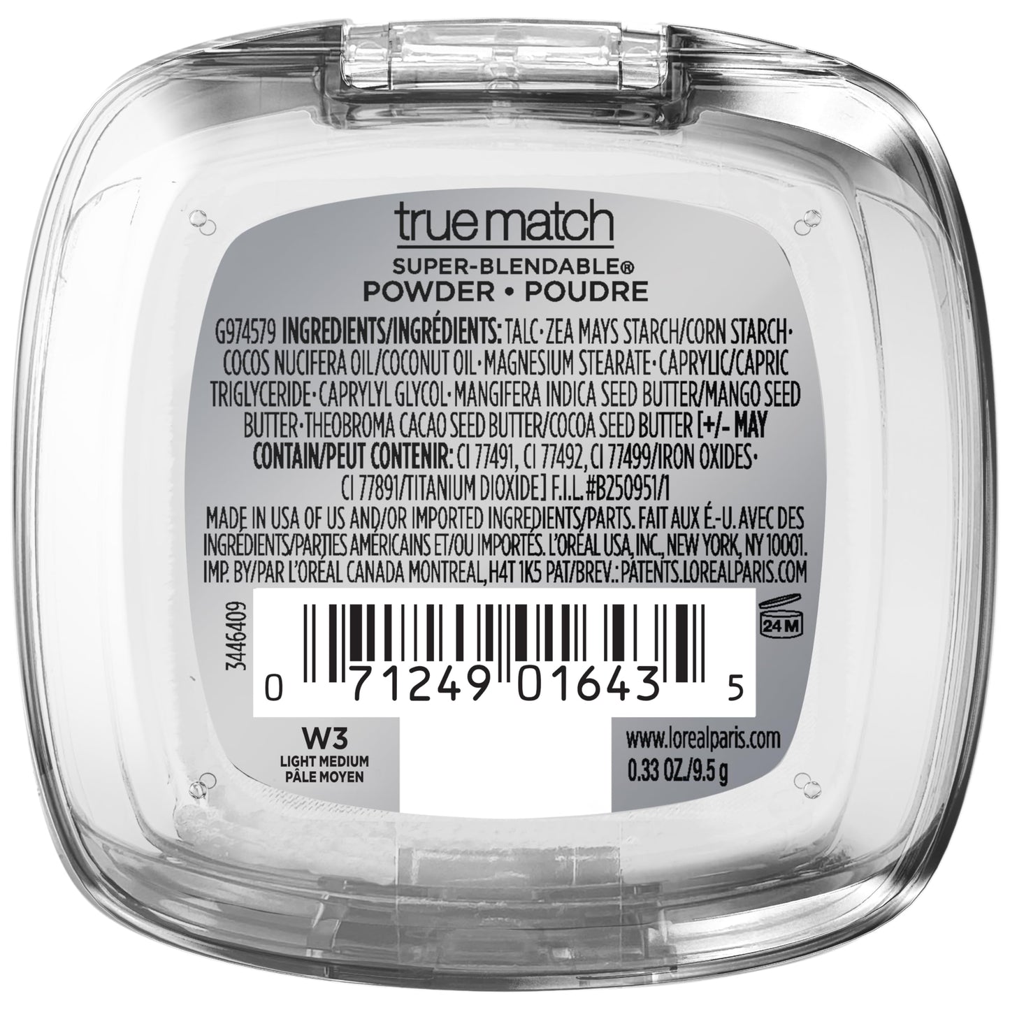 L'Oreal Paris True Match Super Blendable Oil Free Foundation Powder, W3 Light Medium, 0.33 oz, Packaging May Vary