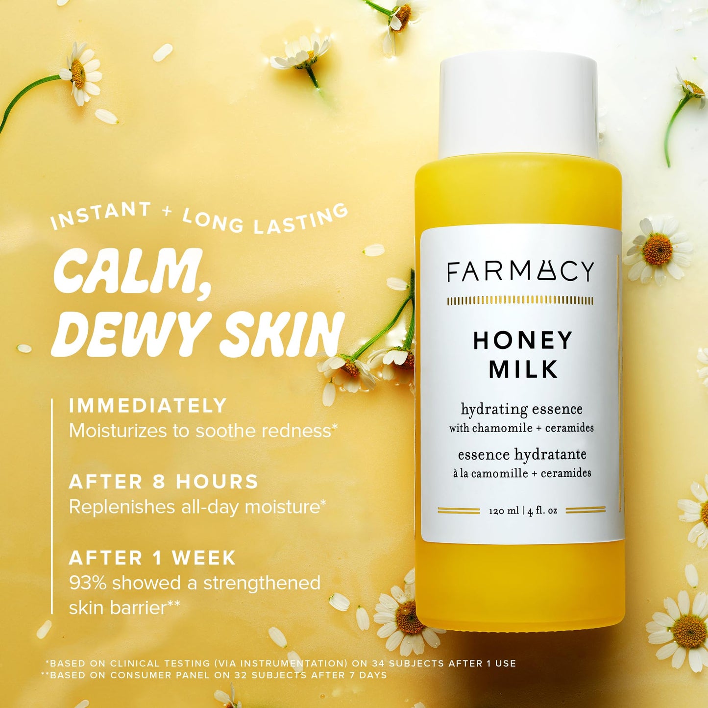 Farmacy Hydrating Essence - Hydrating Honey Milk Toner + Facial Essence to Soothe, Moisturize and Strengthen Skin Barrier - Preps Complexion for Skincare Products or Makeup Application (120ml)