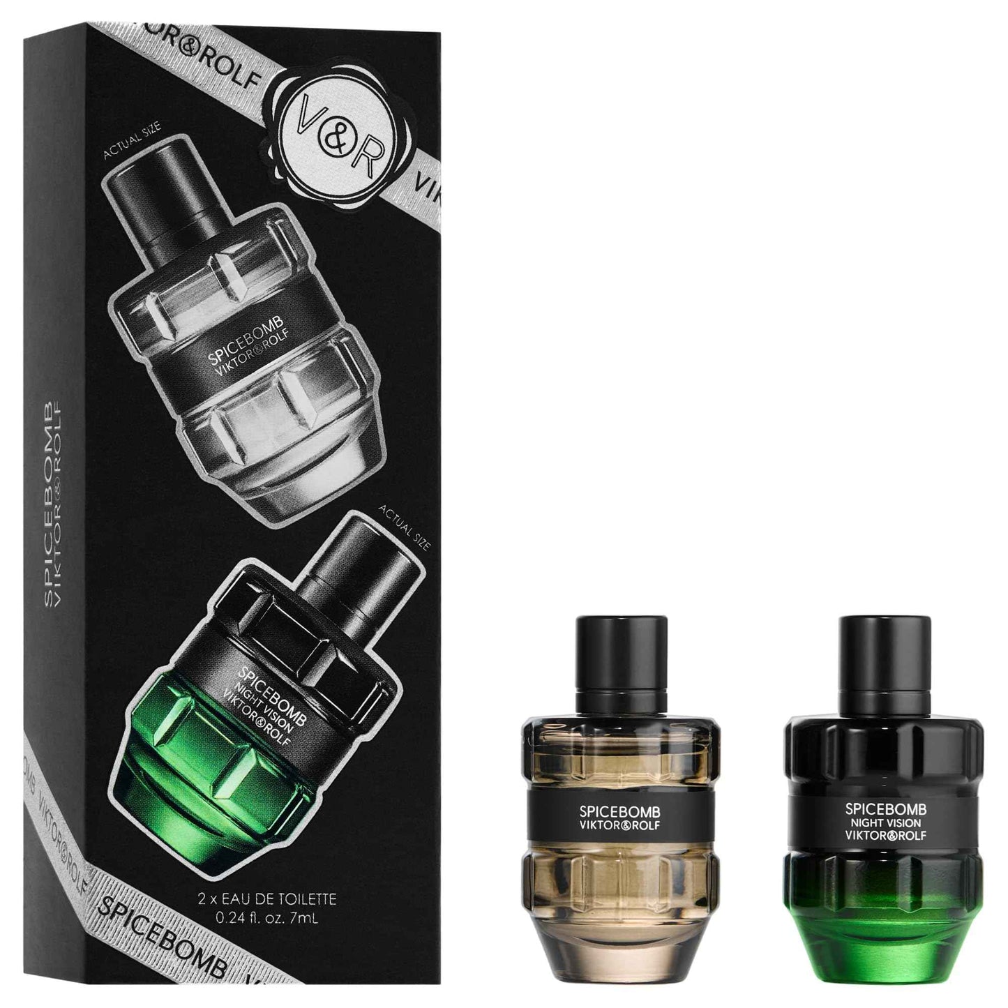 Viktor&Rolf - Spicebomb Men's Cologne Travel Size Set ($50 Value) - Spicebomb Eau de Toilette & Nightvision Eau de Toilette - 0.2 Fl Oz Each Mini Size