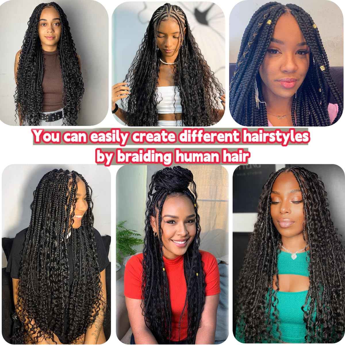 Human Braiding Hair Deep Wave Bulk Human Hair for Braiding Bohemian Knotless 2 Bundles 100g 18Inch No Weft 10A Brazilian Virgin Human Hair Extensions Curly Bulk Human Hair for Boho Braids
