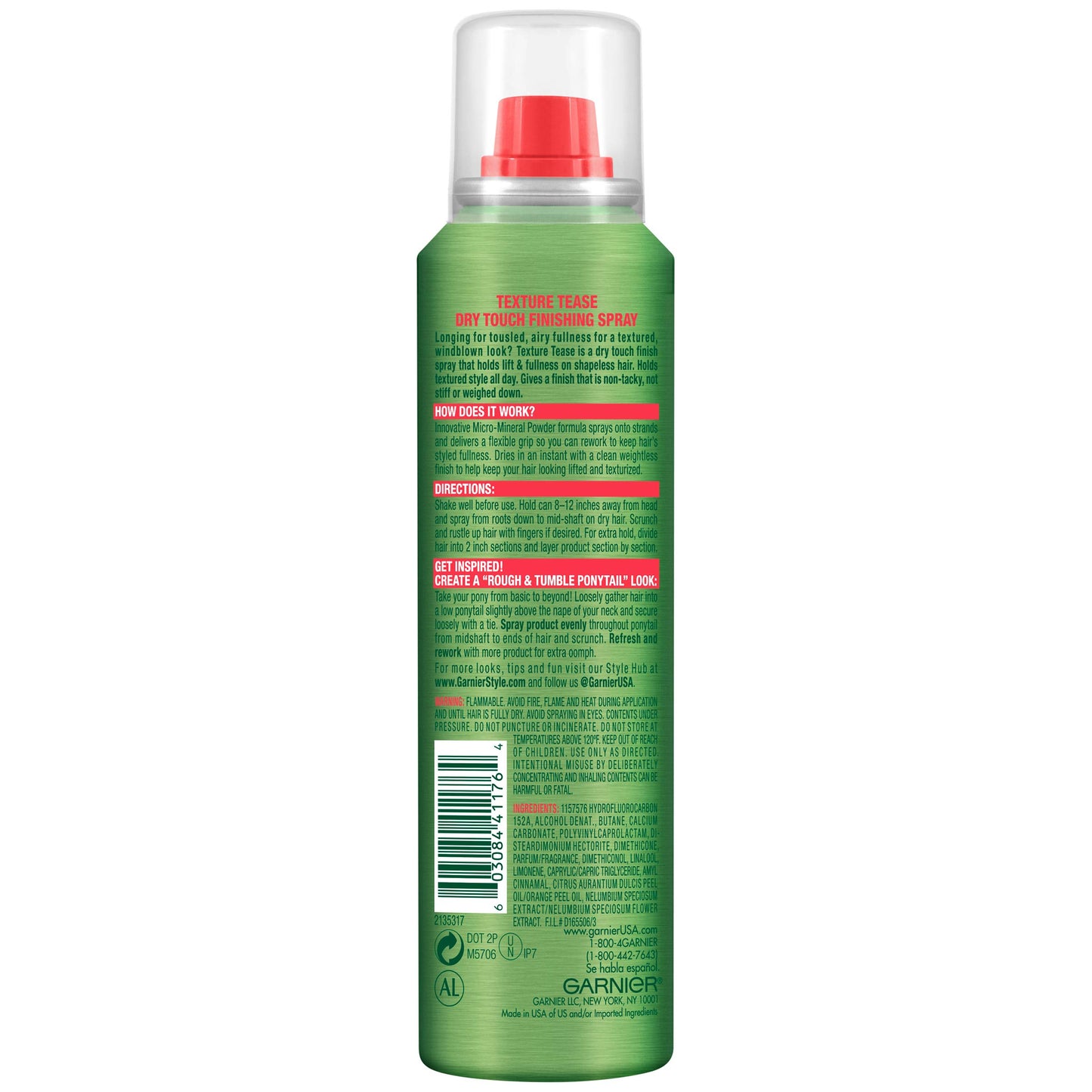 Garnier Fructis Style Texture Tease Dry Touch Finishing Spray, 3.8 Ounce (Packaging May Vary)