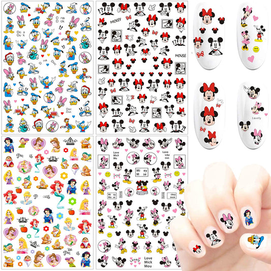 DIBESTS 3D Nail Art Stickers Cute Nail Decals Self Adhesive Cute Nail Stickers Designs Cartoon Nail Sticker for Girls Women Kids Manicure Decoration Nail Accessories Gifts (4 Sheets 280+ Decals)