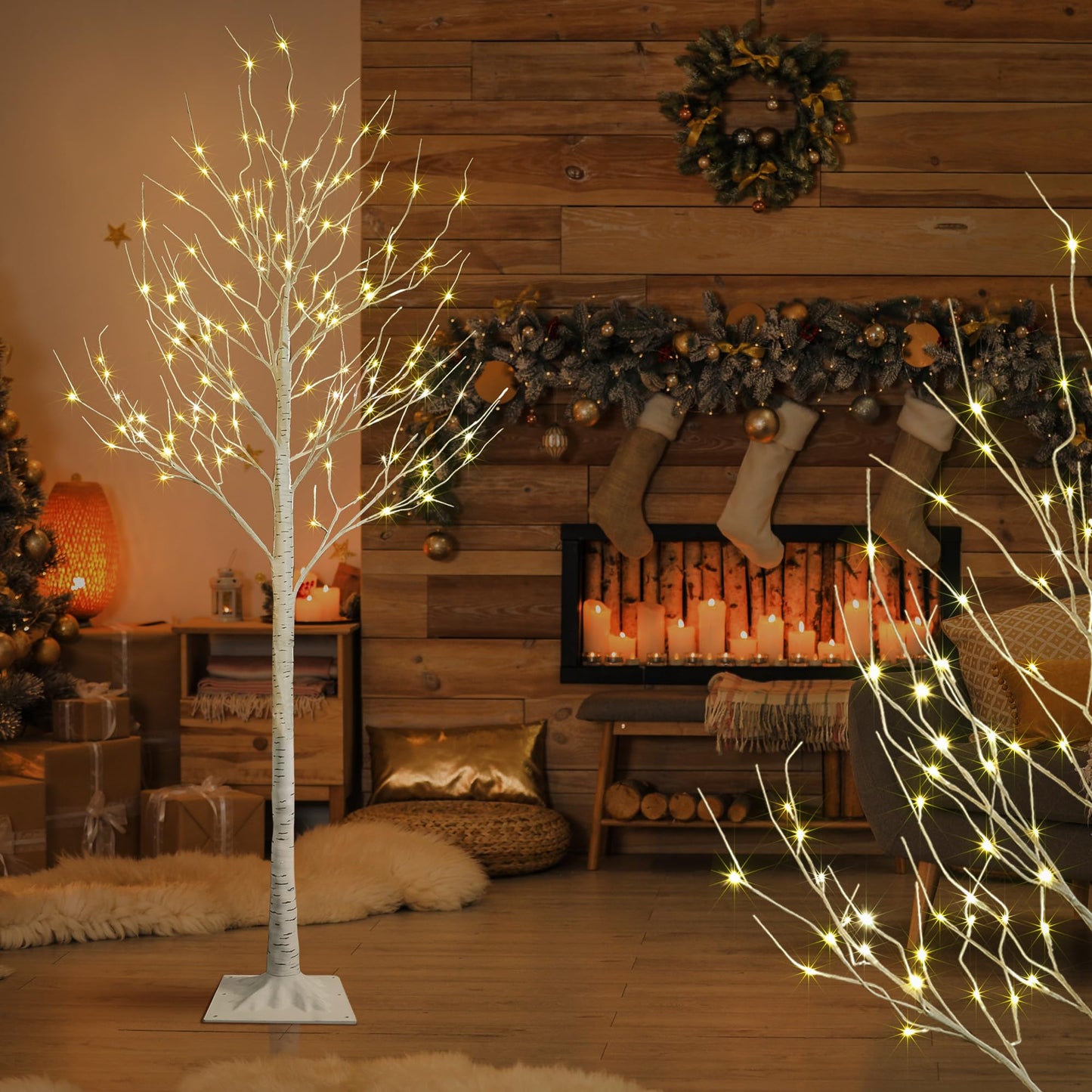 LIGHTSHARE 8FT 132 LED Birch Tree,Home,Festival,Party,Christmas,Indoor and Outdoor Use,Warm White