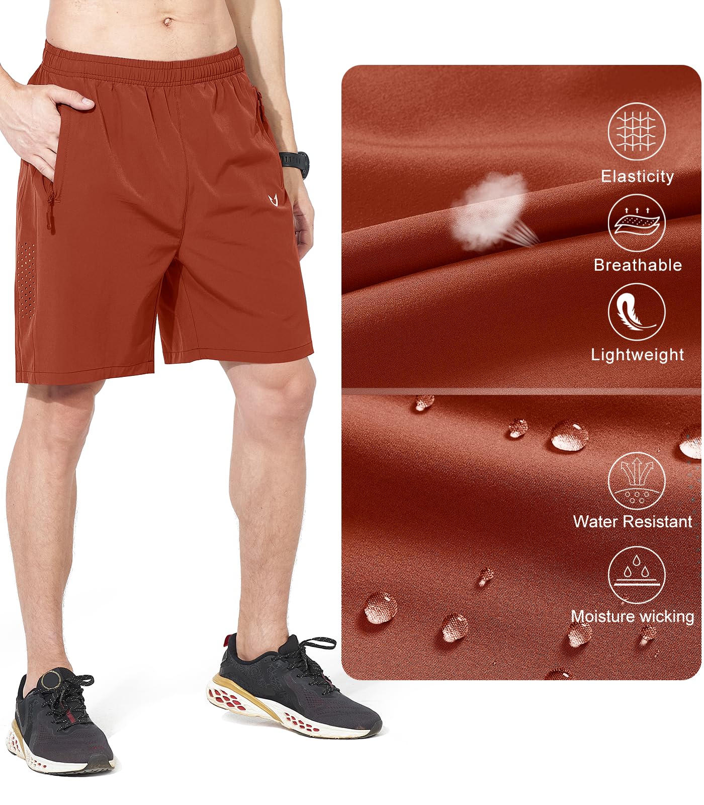 NORTHYARD Men's Athletic Running Shorts Quick Dry Workout Shorts 7"/ 5"/ 9" Lightweight Sports Gym Basketball Shorts Hiking Exercise REDCLAY S