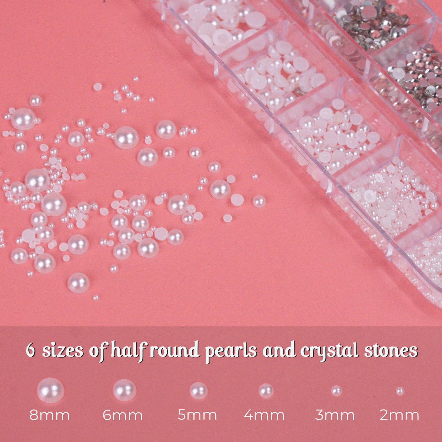 BUNNIEBEAUTY 2700 pcs Nail Pearls and Nail Crystals Rhinestones Diamonds Kit with Premium Wax Pencil for rhinestones, for Nail Decorations and nail art, Nail charms and gems, Gifts for Women